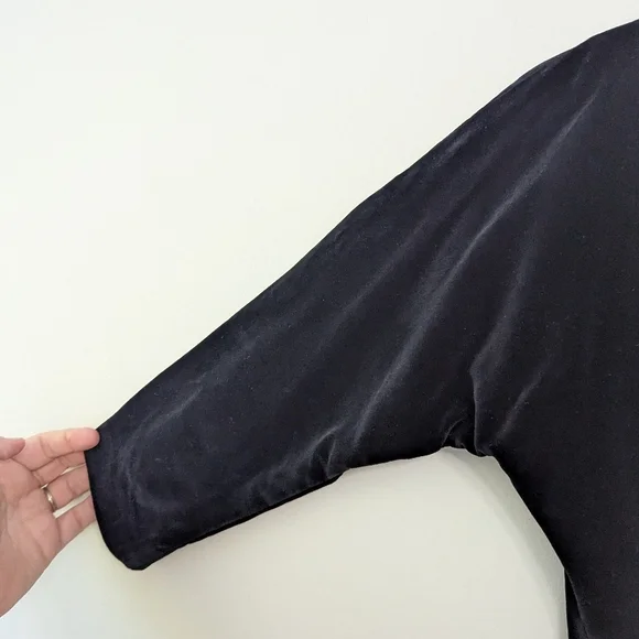 Vintage‎ Black Velvet Cocktail Mid-length Dress Empire Waist Wiggle - Picture 4 of 13